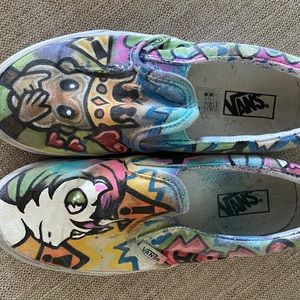 Custom art hand painted Vans unicorn monkey crown 🦄🐒💗👑 Girl or Boy